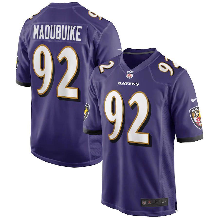 Men Baltimore Ravens 92 Justin Madubuike Nike Purple Game Player NFL Jersey